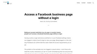 Access a Facebook business page without a login - PageLogic