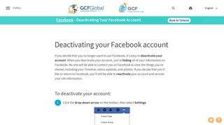 Facebook: Deactivating Your Facebook Account - GCFLearnFree.org