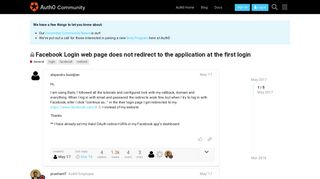 Facebook Login web page does not redirect to the application at the ...