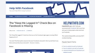 Facebook Keep Me Logged in Missing | Help With Facebook