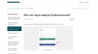 How can I log in using my Facebook account? – Kickstarter Support