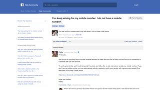 You keep asking for my mobile number. I do not have a ... - Facebook