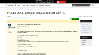 Login using FaceBook Account redirect login | The ASP.NET Forums