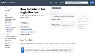 How to Submit for Login Review - Facebook for Developers