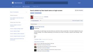 how to delete my face book name on login screen | Facebook Help ...