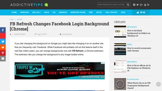 FB Refresh Changes Facebook Login Background [Chrome]