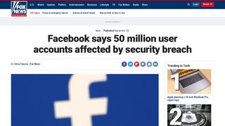 Facebook says 50 million user accounts affected by security breach ...