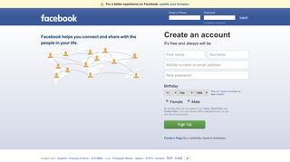 Facebook – log in or sign up