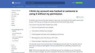 I think my account was hacked or someone is using it ... - Facebook