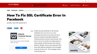 How To Fix SSL Certificate Error In Facebook | Technobezz