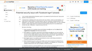Potential security issue with Facebook login? - Stack Overflow