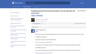 Forgotten password and security question, how do I get ... - Facebook