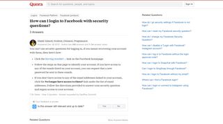 How to login to Facebook with security questions - Quora
