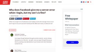 Why does Facebook give me a server error when I login, but my son's ...