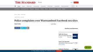 Police complaints over Warrnambool Facebook sex sites | The Standard