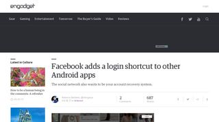 Facebook adds a login shortcut to other Android apps - Engadget