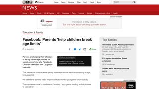 Facebook: Parents 'help children break age limits' - BBC News