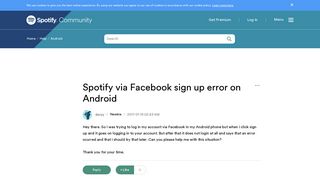 Spotify via Facebook sign up error on Android - The Spotify Community