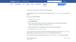 How do I sign up for Business Manager? - Facebook