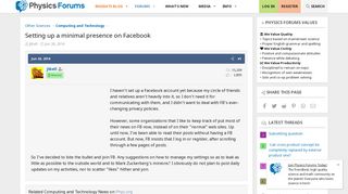 Setting up a minimal presence on Facebook | Physics Forums