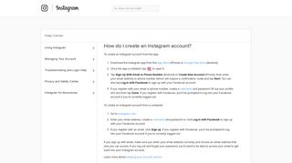 How do I create an Instagram account? | Instagram Help Center