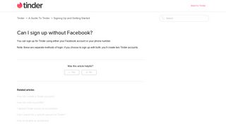 Can I sign up without Facebook? – Tinder