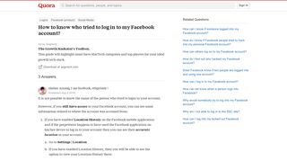 How to know who tried to log in to my Facebook account? - Quora