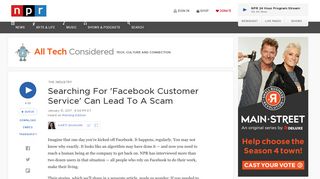 Don't Fall For This 'Facebook Customer Service' Scam : All Tech ... - NPR