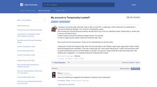 My account is Temporarily Locked? | Facebook Help Community ...