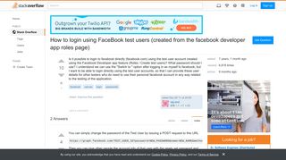 How to login using FaceBook test users (created from the facebook ...