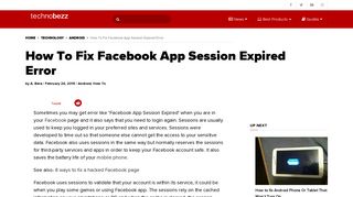 How To Fix Facebook App Session Expired Error | Technobezz