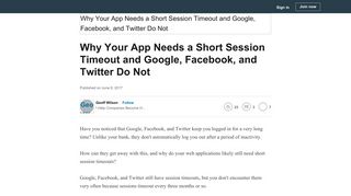 Why Your App Needs a Short Session Timeout and Google, Facebook ...