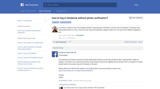 how to log in facebook without photo verification? | Facebook Help ...