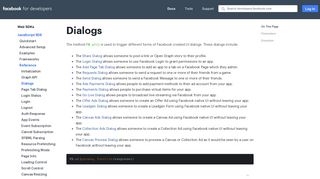 Dialogs - Web SDKs - Facebook for Developers