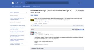 Click on Facebook login i get service unavailable message. in which ...