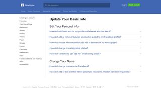 Update Your Basic Info | Facebook Help Center | Facebook