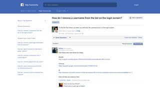 How do I remove a username from the list on the login ... - Facebook