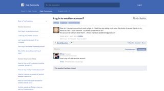 Log in to another account? | Facebook Help Community | Facebook