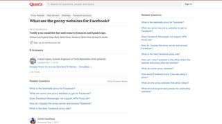 What are the proxy websites for Facebook? - Quora