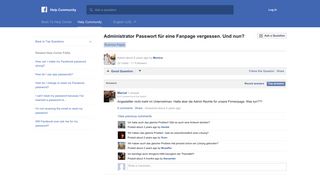 Administrator Passwort für eine Fanpage vergessen. Und ... - Facebook