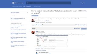 How to enable 2-step verification? No login approval ... - Facebook