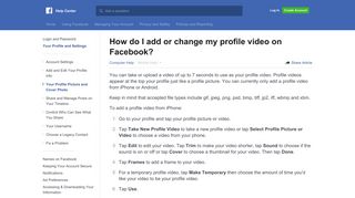 How do I add or change my profile video on Facebook? | Facebook ...