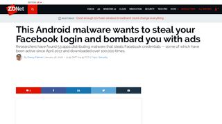 This Android malware wants to steal your Facebook login and ... - ZDNet