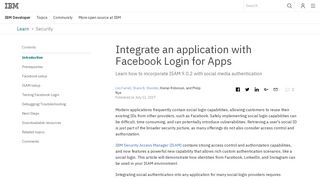 Integrate an application with Facebook Login for Apps - IBM