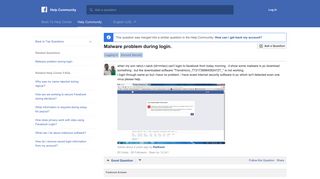 Malware problem during login. | Facebook Help Community | Facebook