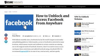 Best VPN for Facebook to Unblock It Fast and Easy - Secure Thoughts