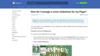 How do I manage a cover slideshow for my Page? | Facebook Help ...