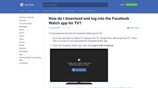How do I download and log into the Facebook Watch app for TV ...