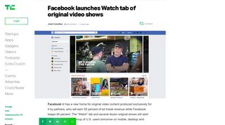 Facebook launches Watch tab of original video shows | TechCrunch
