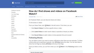 How do I find shows and videos on Facebook Watch? | Facebook Help ...